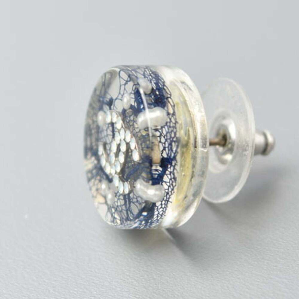CHANEL Authentic Blue Pearl Logo Earrings - Picture 6 of 8